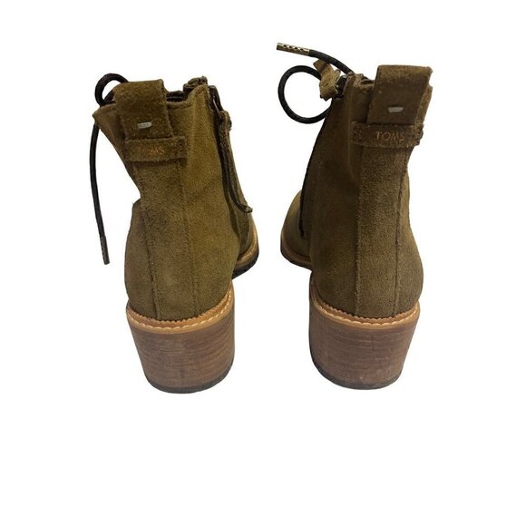 TOMS Finn Military Light Brown Suede Bootie NWOT Size 6.5 - Picture 3 of 8